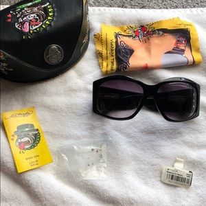 Ed Hardy oversized Rhinestone sunglasses